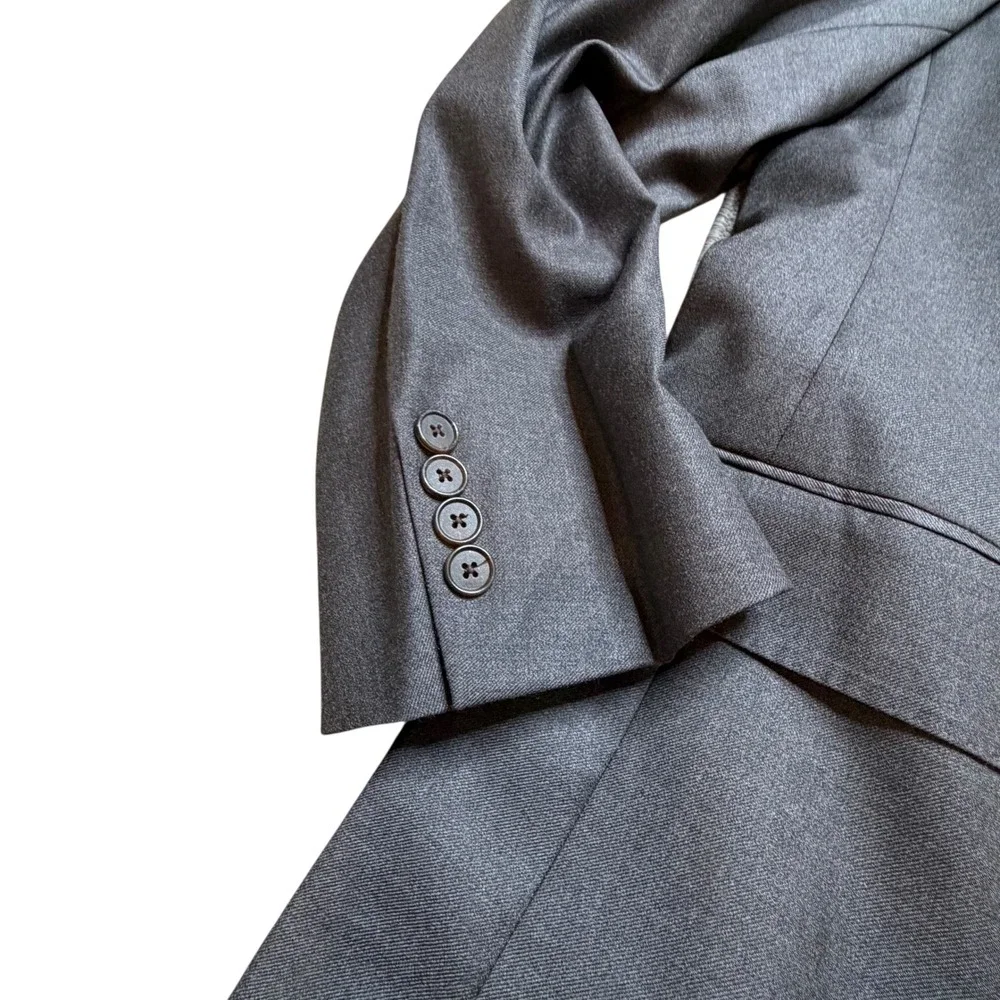 HICKEY FREEMAN Mens Charcoal Gray Wool Blazer Loro Piana Size 48‎ Long Office